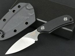 High Quality Small Survival Straight Knife 7Cr13Mov Satin Blade Full Tang Black G-10 Handle Outdoor Hunting Knives With Kydex