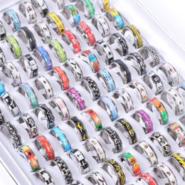 Mens Fashion Multicolor Sticker Stainless Steel Band Rings Animal Love crown Friend Mix Style Jewelry Rings For Women