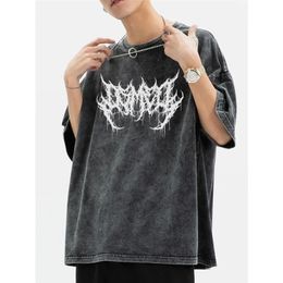 Women's TShirt Oversized Washed Punk Gothic Graphic Unisex High Street Vintage Loose Casual Tshirts Harajuku Cotton T Shirts man 230206