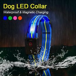 Waterproof LED Dog Collar Original Magnetic Charging Glowing For s AntiLost Safe Luminous s Accessories Y200515