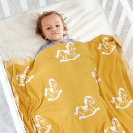 Blankets & Swaddling Born Baby Blanket Knitted Cotton Trojan Super Soft Stroller Wrap Monthly Toddler Bedding Infant Swaddle Kids Stuff