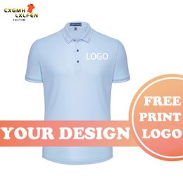 Summer 7-color men's POLO shirt custom casual solid color wild lapel short sleeve printing DIY brand text 220608