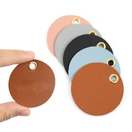 Round Dog Tag Faux Leather Pet Cat Name Luggage ID Card Anti-lost Pet Accessories Customised