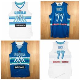Nikivip Custom Luka Doncic #7 Team Slovenija Rare Basketball Jersey Top Print White Blue Any Name Number Size S-4XL