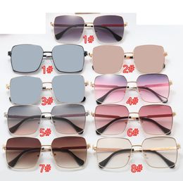 1PCS summer man metal frame fashion sunglasses woman outdoor driving glass Letters glasses silver black Fashion street shots vintage sunglass 8colors