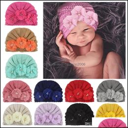 Beanie/Skl Caps Hats Hats Scarves Gloves Fashion Accessories New Autumn And Winter Childrens Wool Thick Cap Baby Solid-Color Striped Knit