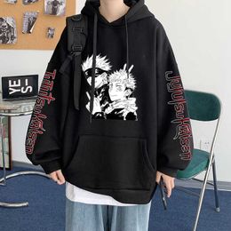 Anime Jujutsu Kaisen Hoodies For Adult Men Anime Gojo Satoru Printed Pullover Sweatshirts Fleece Unisex Harajuku Loose Hoody Men