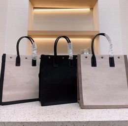 Designer Luxury Women Weave Shopping Bag Fashion High Quality Canvas Cattlehide High Capacity Totes Commuting Simple Womens Elegance Handbag
