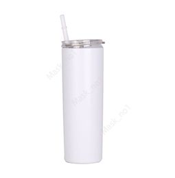 20oz Sublimation Tumblers Straight Blanks White 304 Stainless Steel Vacuum Insulated Slim DIY Cup Car Coffee Mugs Sea Shipping 200pcs DAM471