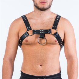 Mens Sex Straps Top BDSM Harness Sexy PU Leather Lingerie Gay Fetish Erotic Body Cage Disco Sex Costumes on Sale