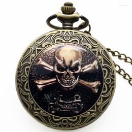 Pocket Watches Gothic Skull Bone Style Design Watch Retro Evil Full Pendant Fob Necklace Chain Gift For Men Women Reloj Thun22