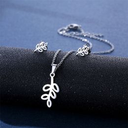 Necklace stud earrings set ladies trend leaf pendant niche fashion wild collarbone chain Accessories Jewellery gift for women girl