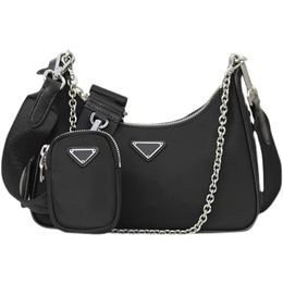 Luxury designer handbag fashion black nylon messenger bag classic three-piece suit ladies underarm shoulder wallet Waterproof and delicate