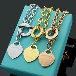 3 cores titânio aço coração amor pingente colares estilo clássico grosso colar feminino designer jóias sem caixa
