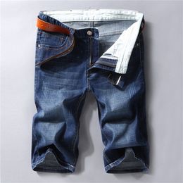 2020 лето новые мужчины джинсовые шорты в стиле тонкая секция эластичная сила Slim Fit Короткие джинсы мужской бренд одежда черная синяя T200520