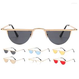 Sunglasses High Quality Retro Metal Lovely Funky Small Half Frame Semicircle UV Protection Sun Glasses For Men WomenSunglasses