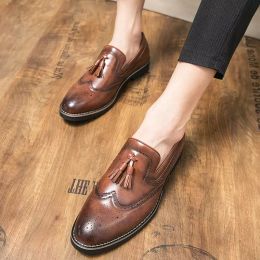 Trend British Gentleman Retro Brogues Tassel Thick Bottom Oxford Shoes For Men Moccasins Wedding Prom Homecoming Party Footwear