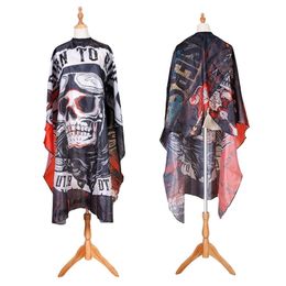 Haircut Hairdresser Barber Cloth Skull Pattern Apron Polyester Cape Hair Style Design Supplies Salon Barber Dress Barber 220621