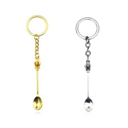 Keychains Knife Fork Spoon Keychain Crown Pendants DIY Men Metal Key Chain Kitchen Jewellery Souvenir Gift K4552Keychains