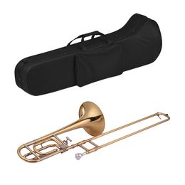 Intermediate Bb Flat Tenor Slide Trombone with F Attachment Including Mouthpiece Carry Case Gloves Cleaning Cloth