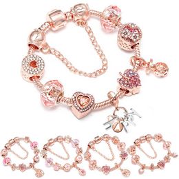 glass beads charm bracelet Canada - rose gold charms bracelet with happy tree glass bead pendant bracelet diy jewelry bangle for women gift258B