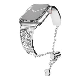 Smartwatch Bracelets For Smart Apple Watch Bands iwatch S7 Strap Series 1 to 7 SE 40MM 45MM Zinc Alloy Wowen Straps with Glittering Crystals Band Designer