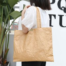 Evening Bags Casual Dupont Paper Large Capacity Tote Bag Ruched Kraft Shoulder Vintege Big Shopper Female Purses