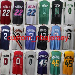 Team Basketball Jimmy Butler Jerseys 22 Damian Lillard 0 Jayson Tatum Paul George 13 Kawhi Leonard 2 Donovan Mitchell 45 Stitched Good Man S-XXL