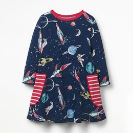 Clothing Sets Little Maven Spring Autumn O-neck Blue Galaxy Rockets Printed Stars Pants Cotton Knitted Girls Casual Long-sleeved SetsClothin