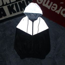 Men's Jackets 2022 Fashion Brand Men Reflective Patchwork Hip Hop Jacket Streetwear Male Casual Windbreaker Hooded Baseball Coat1