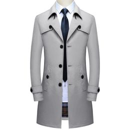 Men's Trench Coats Thoshine Brand Spring Autumn Men Long Trench Coats Superior Quality Buttons Male Fashion Outwear Jackets Windbreaker Plus Size 220826