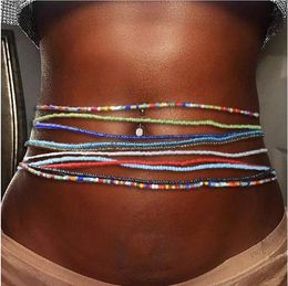 Boho Waist Beads Chain Elastic Colourful Beaded Bikini Belly Chains Summer Beach Fashion Body Jewellery for Women Girls Wholesale