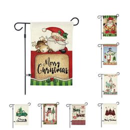 Christmas Garden-Flags Double Side Printed Hanging Flag Linen Garden Party Decorative Banner Flags Christmas Decoration 16 Designs SN4641