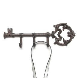 Hooks & Rails Wall Mounted Key Holder Vintage With 3 Rustic Cast Iron Screws And AnchorsHooks RailsHooks