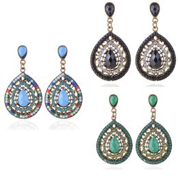 Retro Waterdrop Rhinestones geometric Women Dangle exaggerated earrings For female Jewellery gift