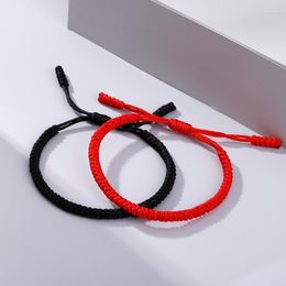 Beaded Strands High Quality Lucky Braided Bracelet Red Black Colour Nylon Thread Couples Handmade Adjustable Bangles Jewellery Gift Fawn22