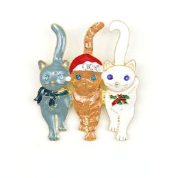 10 Pcs/Lot Custom Cute Animal Brooch Fashion Enamel Christmas Cat Pin For Xmas Gift/Decoration