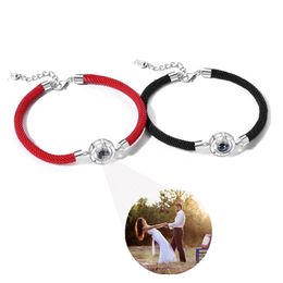 Charm Bracelets Custom Po Projection Bracelet Personality Jewellery For Women Men Rope Bangles Lover Valentine's Day Gift DropCharm