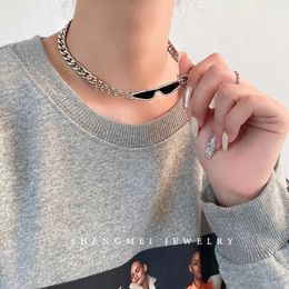 New Rhinestone Sunglasses choker Necklace European Hip Hop Fashion Accessories Cold Wind Kuchao Titanium Steel Niche Accessories