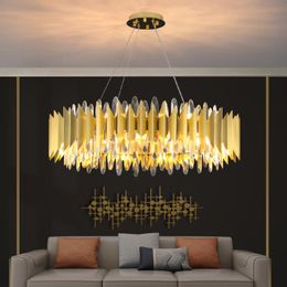 Chandeliers Stainless Steel K9 Crystal For Dining Living Room Kitchen Hanging Lamp Modern Home Decor Pendant Lights Gold Lightin