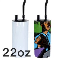 DIY 22oz Smoking Tumblers Sublimation White Hookah Straight Stainless Steel Double Wall with Glass Bowl and Screw Lids