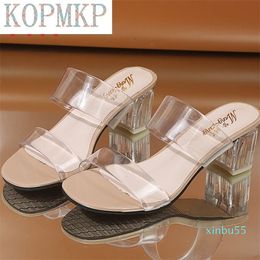 Clear Slipper Sandals Summer Shoes Lady Transparent PVC Pumps Wedding Jelly Buty High Heels