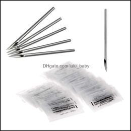 Piercing Kits Tattoos Body Art Health Beauty 100Pcs Sterilised Disposable Stainless Steel Needles Ear Nose Navel Nip Dlg