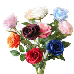 One Faux Flower Single Stem Rose 20" Length Simulation Velvet Rosa for Wedding Home Decorative Artificial Flowers