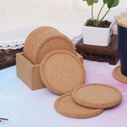 Mats & Pads 2Pcs Round Cork Coasters Set Coffee Cup Mat Drink Tea Pad Placemats Wine Table Decor Heat Insulation Pot Holder MatsMats PadsMat