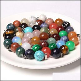 Charms Jewelry Findings Components Fashion Natural Stone Crystal Ball Pendants Pendum Column Agates For Mak Dhs5I