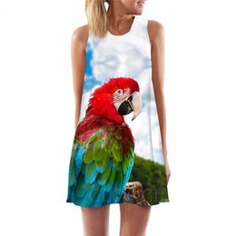 Fashion Women Tank Tops Macaw 3D Printed Animal Parrot Loose Dress Slim Short Female Vest Harajuku Style Sleeveless Dress W220616