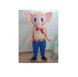 Discount factory sale pink/grey elephant mascot costume suit for adults