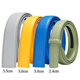 Belts 2.4cm 3.0cm 3.5cm Leather Automatic Buckle Belt Body Straps No Yellow Grey Blue Green Without Men WomenBelts