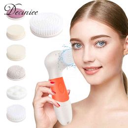 Electric Facial Cleansing Brush 7in1 Face Skin Spin for Deep Gentle Exfoliating Blackhead Removal Massage220429